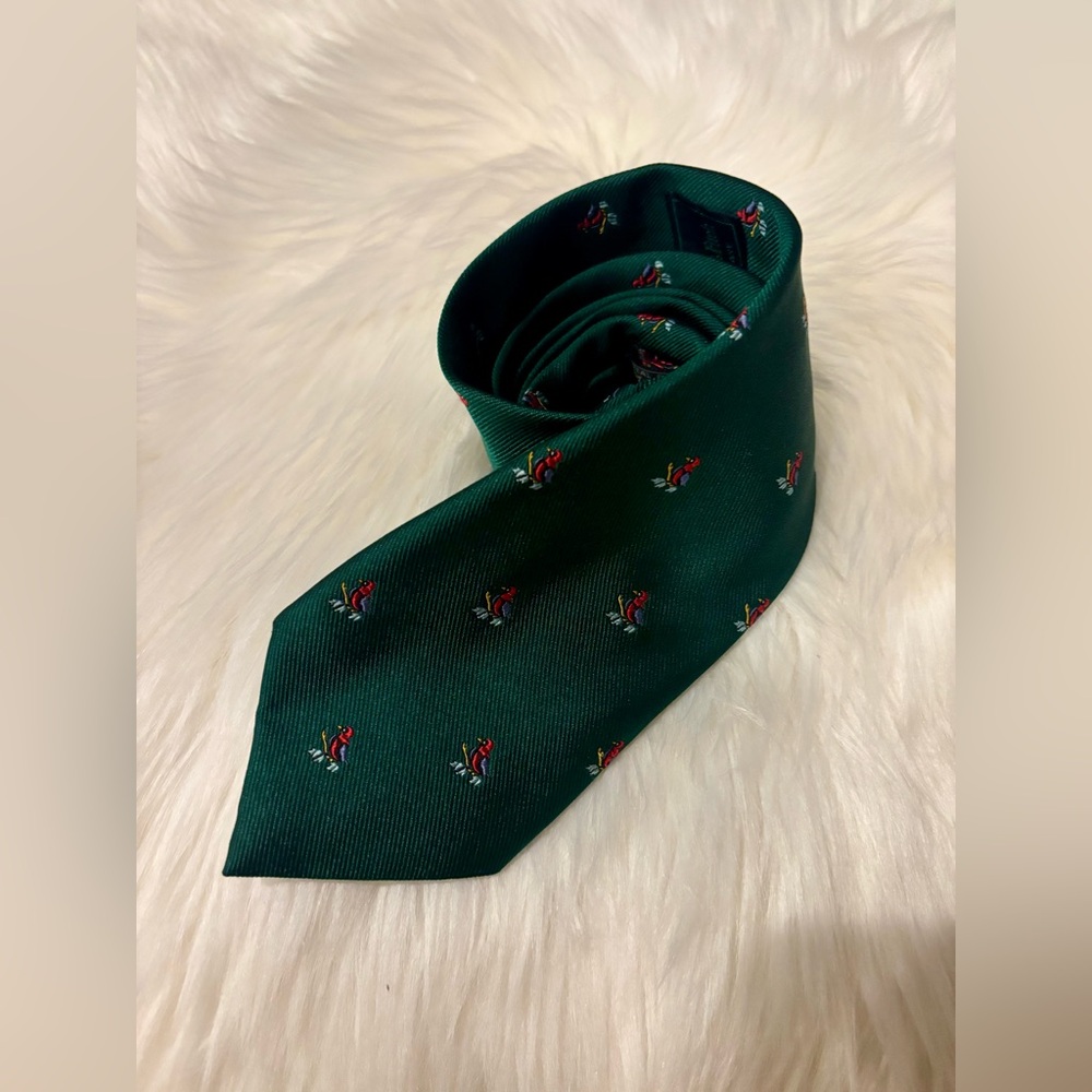 Vintage Abercrombie & Fitch Made In Germany Green with Red Bird Necktie . Silk
